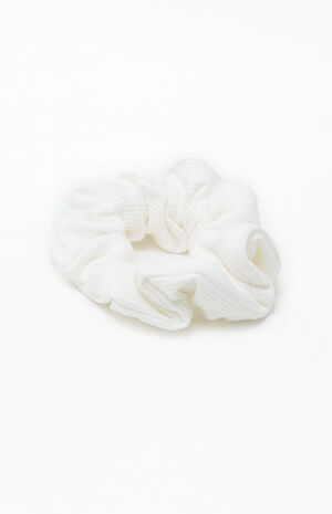 White Ribbed Hair Scrunchie image number 2