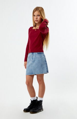 Heart Denim Mini Skirt image number 5