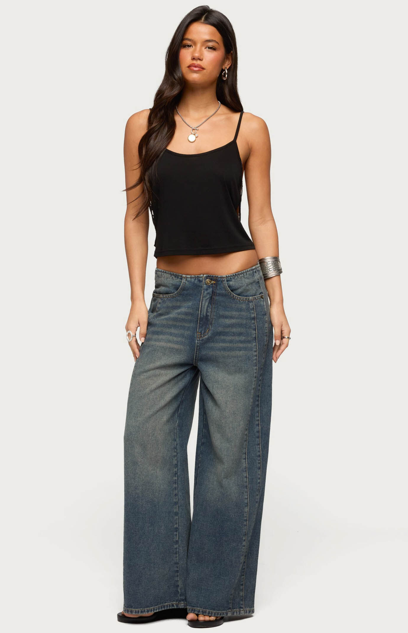 Edikted Elia No Waistband Low Rise Baggy Jeans