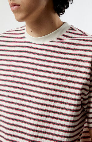 Red Compass Striped Texture T-Shirt image number 2