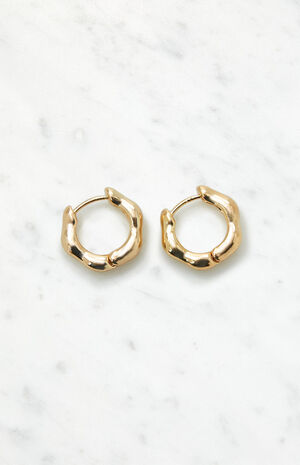 Gold Edgy Hoop Earrings image number 1