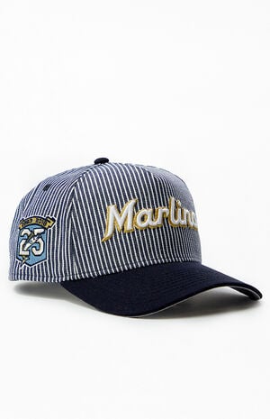 x PS Reserve Miami Marlins Striped Denim 9FORTY Hat image number 1