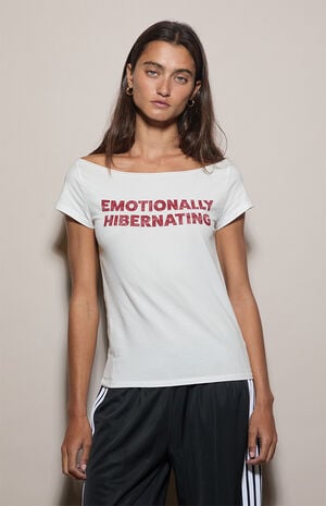 Emotionally Hibernating Off-The-Shoulder T-Shirt image number 2