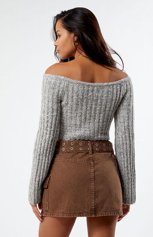 Belted Cargo Denim Mini Skirt Belted Cargo Denim Mini Skirt image number 4