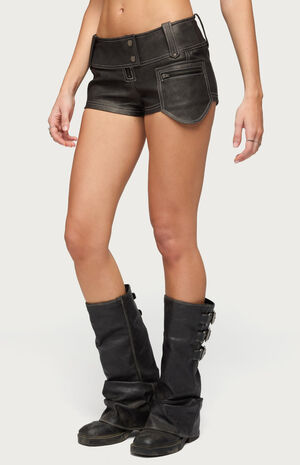 Dolly Faux Leather Micro Cargo Shorts image number 2