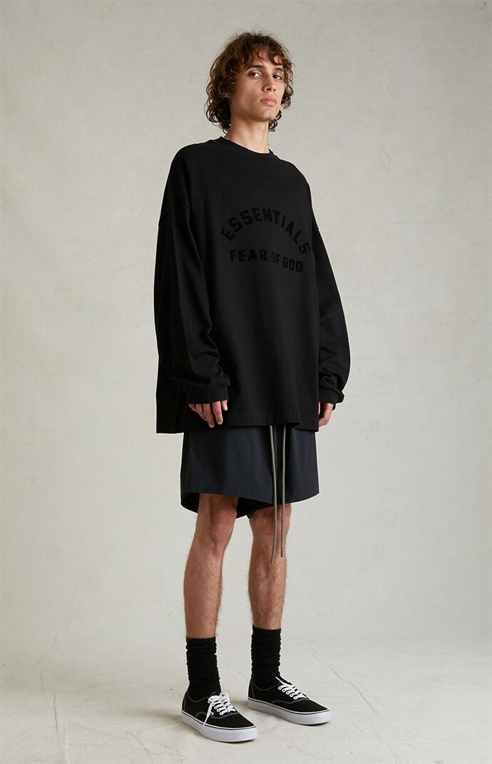 Fear of God Essentials Black Heavy Long Sleeve T-Shirt | PacSun