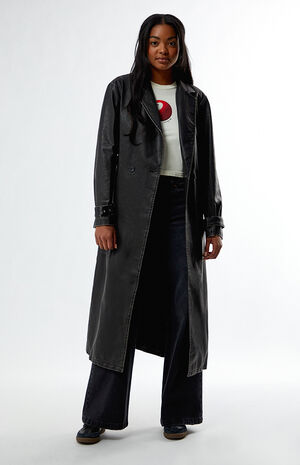 Soft Faux Leather Trench Coat image number 3