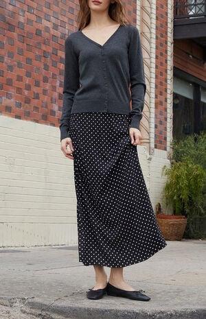 Dark Gray V-Neck Button Cardigan image number 1