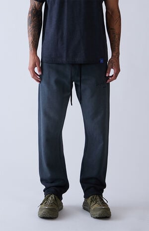 Black Washed Heavyweight Fleece Baggy Sweatpants image number 4