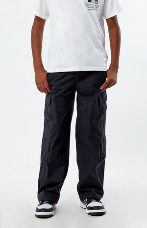 Stretch Black Porter Baggy Cargo Pants image number 1