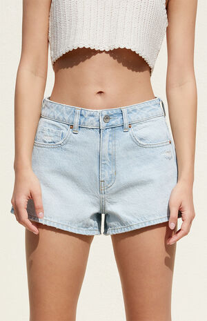 Light Indigo Ripped Denim Mom Shorts image number 2