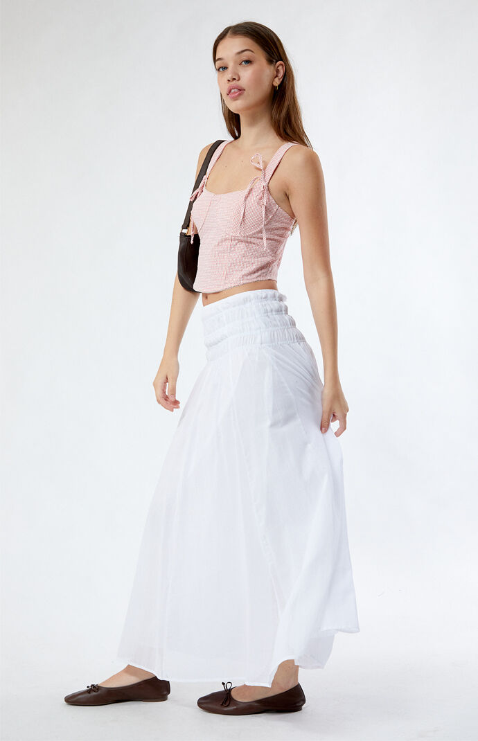 Women s Cotton Tiered Maxi Skirt in White Size Xs