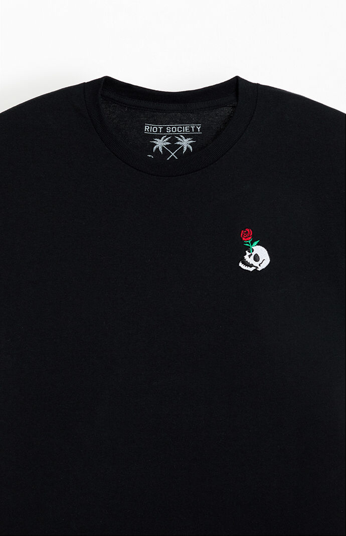 Riot Society Rose Skull Embroidered T-Shirt