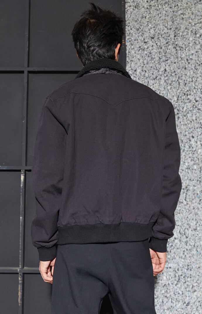 Black Sherpa Collar Bomber Jacket