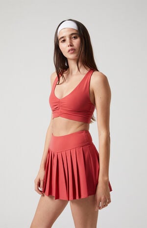 PAC WHISPER Active Red Dropped Waist Pleated Mini Skort image number 4