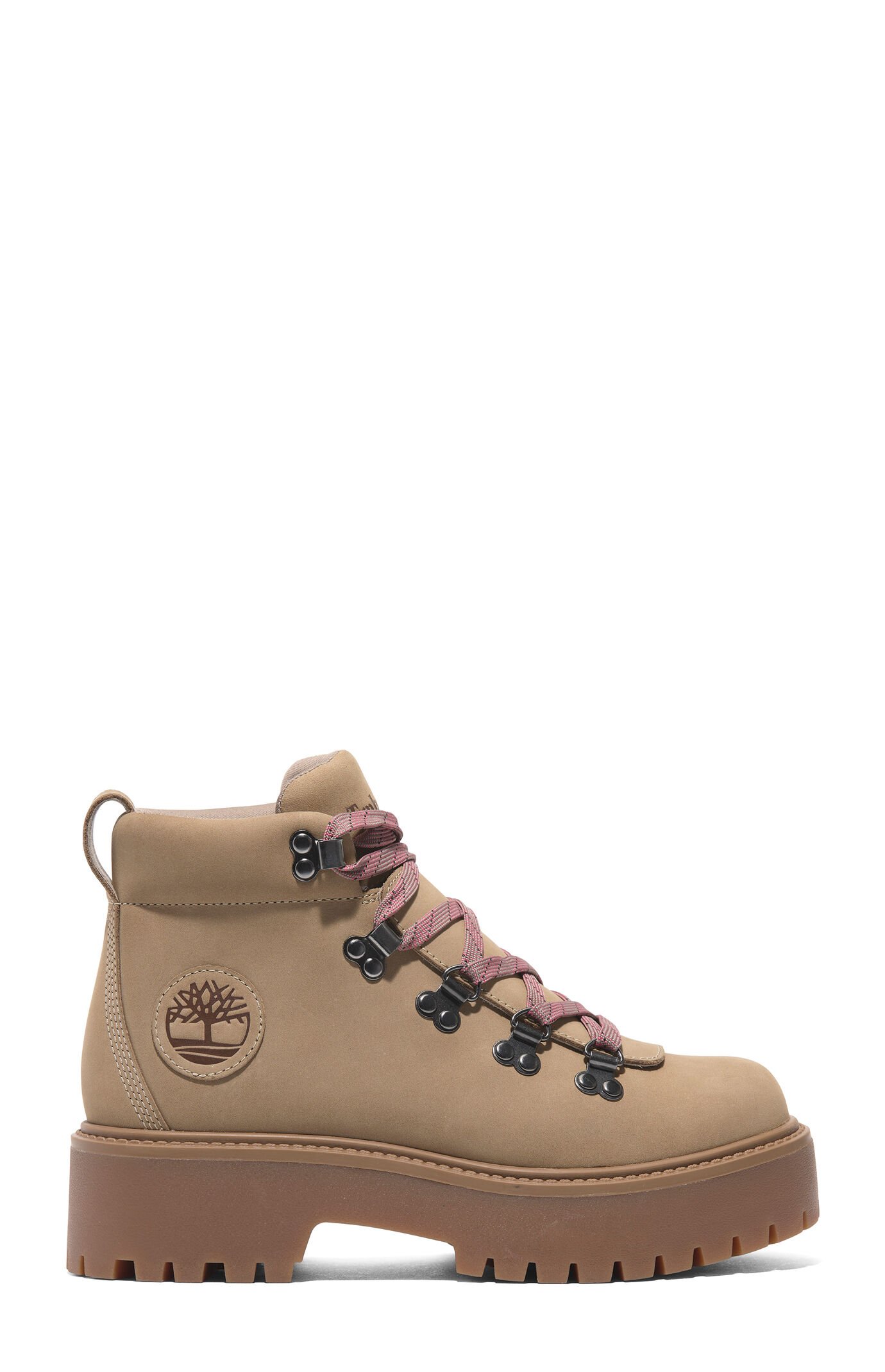 Timberland Women's Beige Nubuck Stone Street Mid Lace-Up Boots