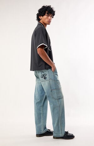 Dylan Baggy Jeans Keychain Embroidered Carpenter Medium Wash image number 2