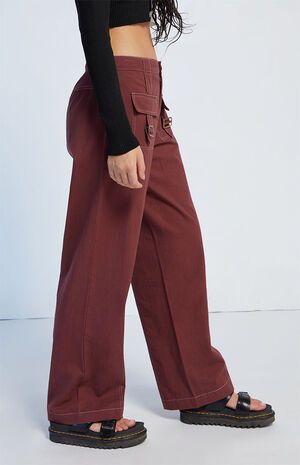 Brown Contrast Stitch Trousers image number 3