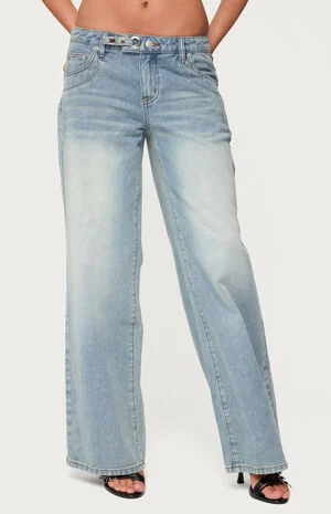 Celia Grommet Washed Low Rise Jeans image number 1