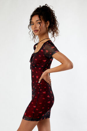 Square Neck Mesh Mini Dress image number 3