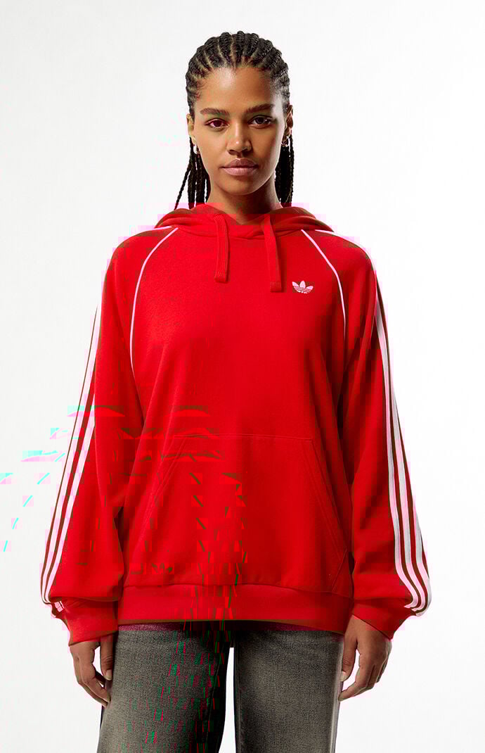 adidas Red SST 3 Stripes Hoodie
