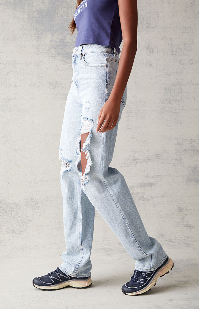 pacsun eco light blue distressed mom jeans