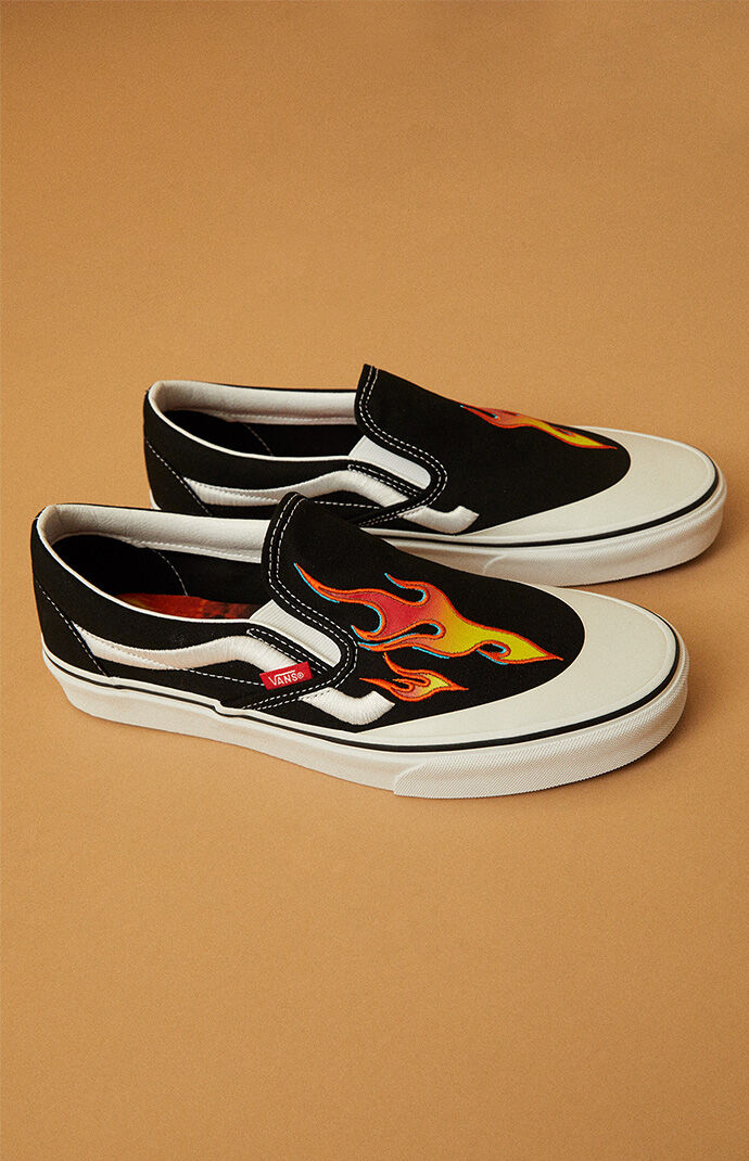 Vans x A AP Worldwide Black Red Classic Slip On Shoes PacSun