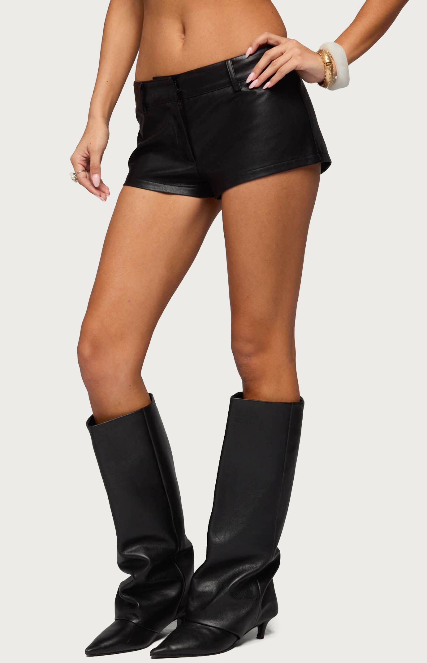 Edikted Melaney Faux Leather Micro Shorts