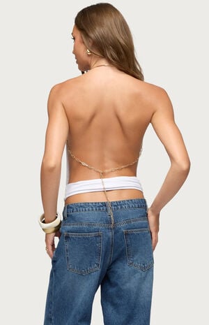 Damarey Chain Backless Halter Top image number 3