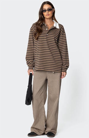 Stripey Oversized Collared Shirt image number 2