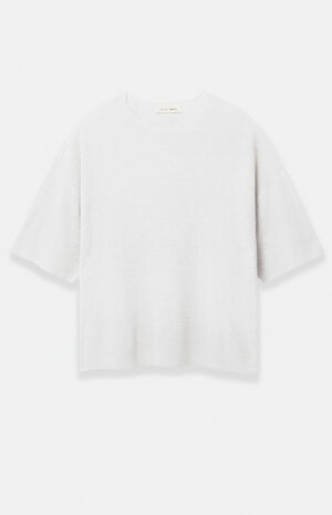 Cloud White Waffle Knit Short Sleeve T-Shirt image number 1
