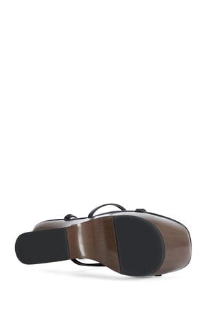 Women's Black Wrap Around Curved Wedge Sandals image number 5