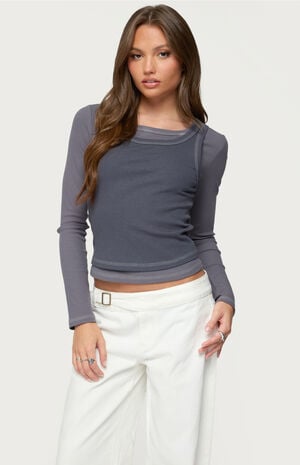 Zane Contrast Layered Long Sleeve Top image number 1