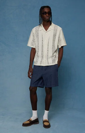 Pinstripe&nbsp;Linen Shorts image number 2