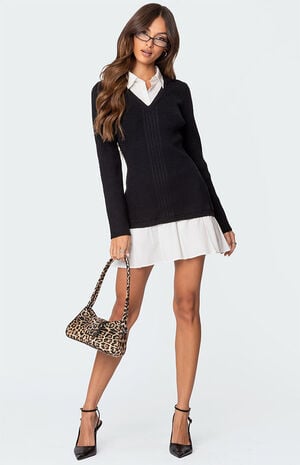 Two in One Collared Sweater Dress image number 1