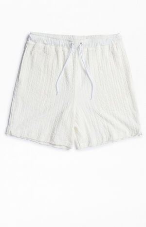 Cream Pointelle Textured Shorts