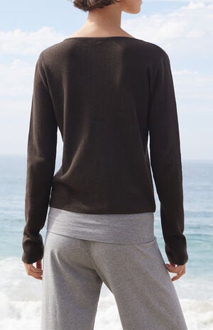 Brown Athelia Pointelle Cardigan image number 4