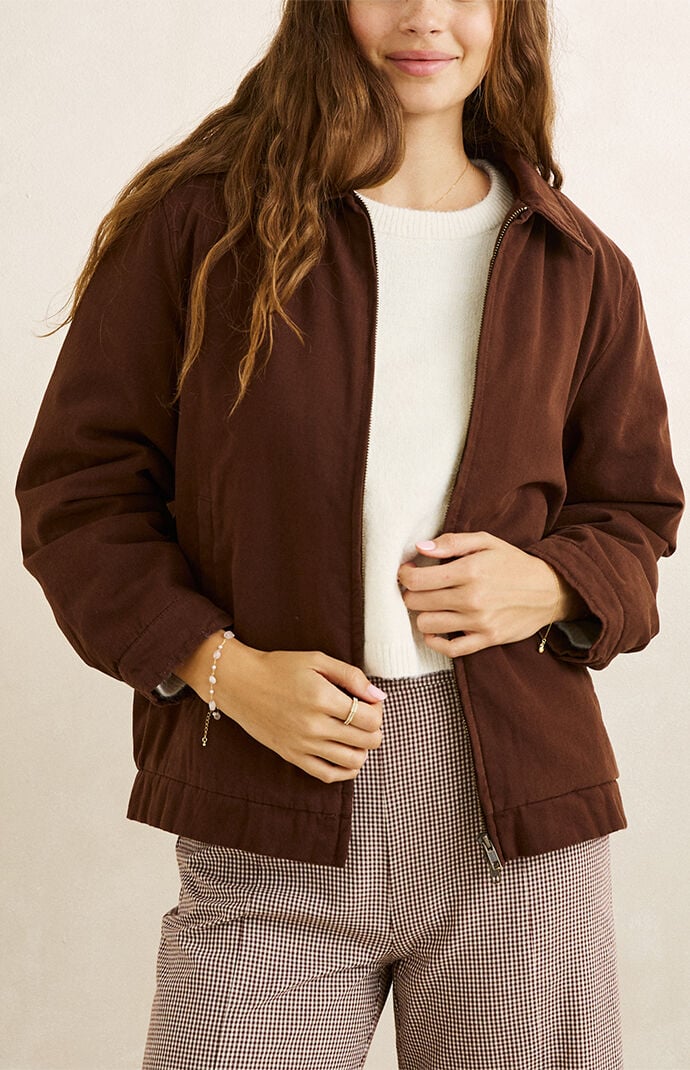 Rhythm Women's Jamie Zip Up Jacket In Chocolate In Brown