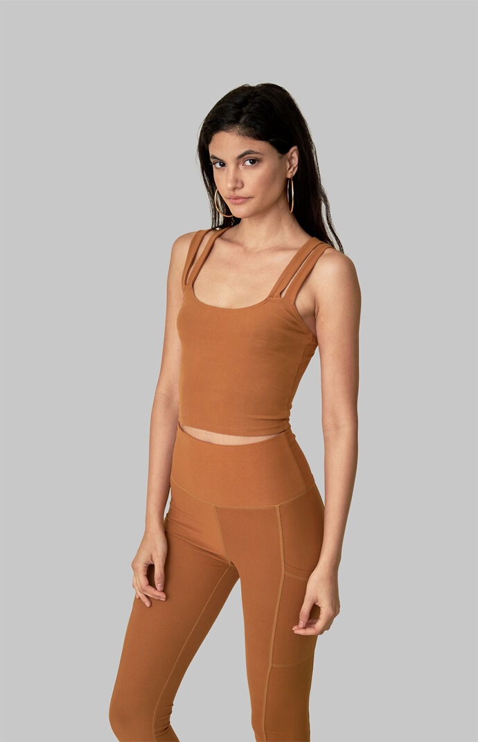 Brown Double Cross Top