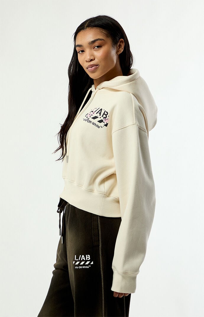 L/AB c/o Off-White Floral Cropped Hoodie