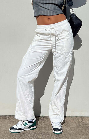 White Flossie Parachute Pants image number 1