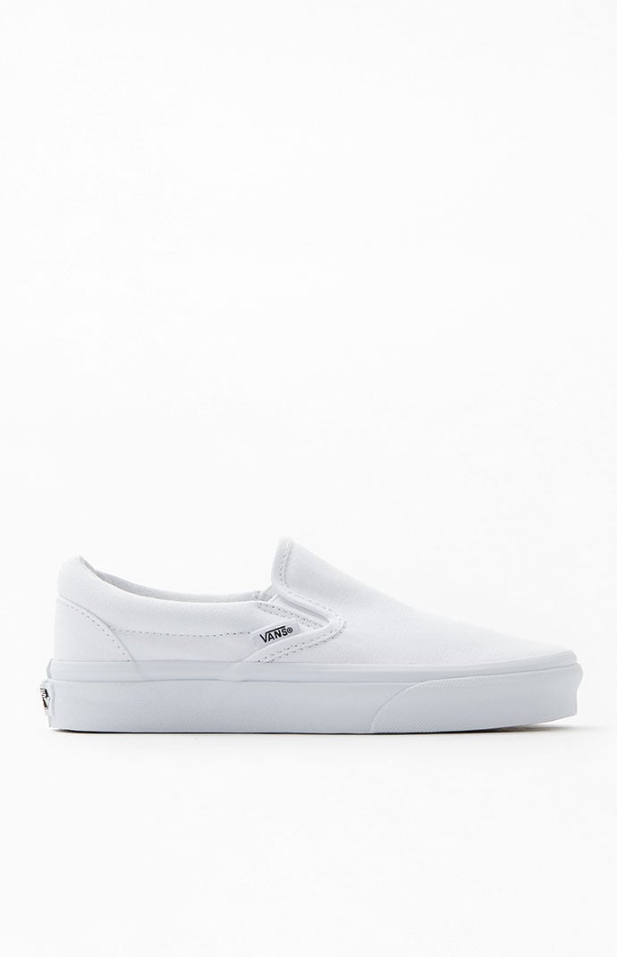 White classic vans slip ons hotsell