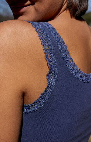 Navy Ronnie Lace Trim Tank Top image number 2