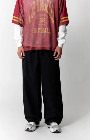 Black Baggy Drawstring Trousers image number 2