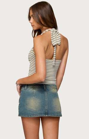 Lovina Textured Striped Halter Top image number 3