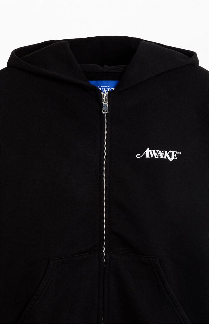 Awake NY Black Logo Full Zip Hoodie