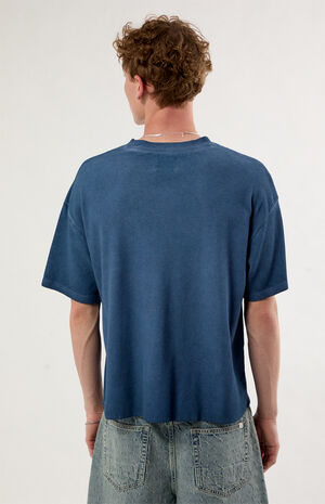 Blue Oil Dye Waffle Knit T-Shirt image number 4