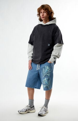 x Pacsun Moon Flask Lily Baggy Denim Shorts image number 6