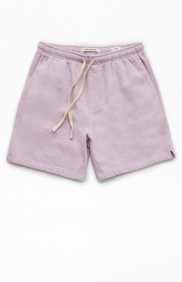Purple Fleece Drawstring Volleyball Shorts