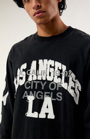 Black City of Angels Applique Long Sleeve T-Shirt image number 2